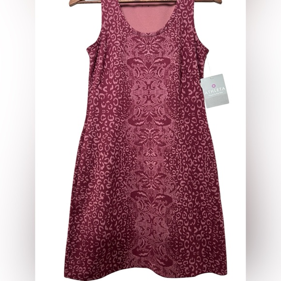 NWT Athleta Shayla Cherrywood Ponte Sleeveless  Animal Print Tank Mini Dress XS - Picture 7 of 10